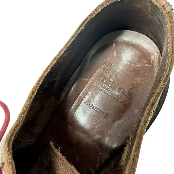 Allen Edmonds Mens Neumok Oxford Size 9.5 B Wingtip Brogue Brown Leather Shoe - Picture 10 of 14